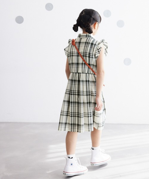 ROPE' PICNIC(ロペピクニック)の「【KIDS】リンクコーデ/マドラスチェック襟付きワンピース(ワンピース・キッズ・オフホワイト/ターコイズブルー・120/130/140/150)」の6枚目の写真