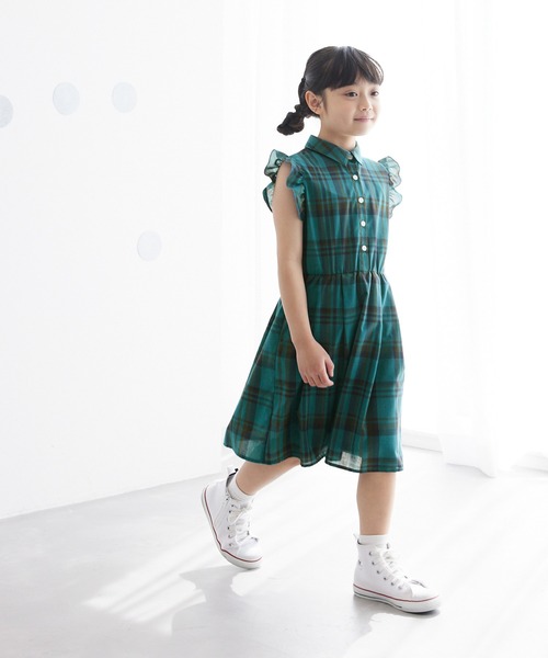 ROPE' PICNIC(ロペピクニック)の「【KIDS】リンクコーデ/マドラスチェック襟付きワンピース(ワンピース・キッズ・オフホワイト/ターコイズブルー・120/130/140/150)」の9枚目の写真