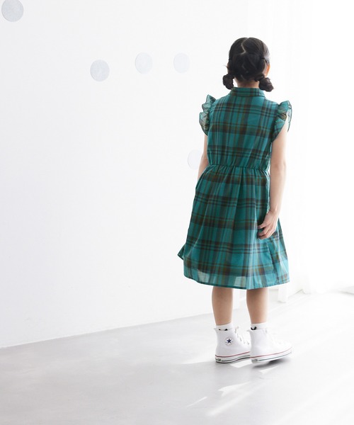 ROPE' PICNIC(ロペピクニック)の「【KIDS】リンクコーデ/マドラスチェック襟付きワンピース(ワンピース・キッズ・オフホワイト/ターコイズブルー・120/130/140/150)」の10枚目の写真
