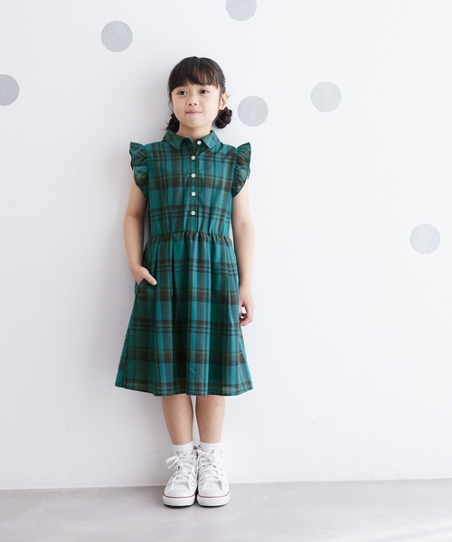 ROPE' PICNIC(ロペピクニック)の「【KIDS】リンクコーデ/マドラスチェック襟付きワンピース(ワンピース・キッズ・オフホワイト/ターコイズブルー・120/130/140/150)」の11枚目の写真