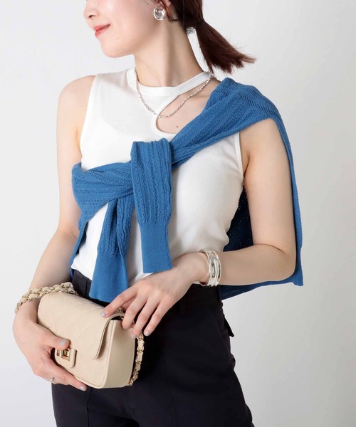 Jines（ジネス）の「クールタッチ カットアウト デザインタンクトップ @（タンクトップ・レディース・ホワイト/ブラック/ブラウン・38）」の11枚目の写真