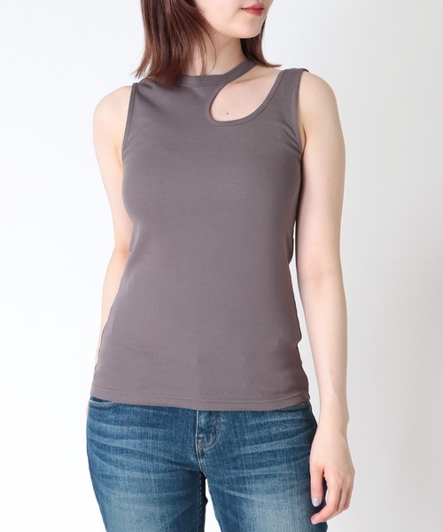 Jines（ジネス）の「クールタッチ カットアウト デザインタンクトップ @（タンクトップ・レディース・ホワイト/ブラック/ブラウン・38）」の13枚目の写真