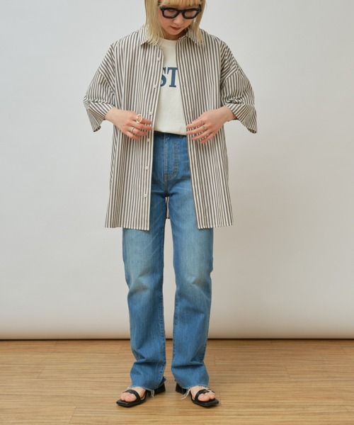 CIAOPANIC TYPY(チャオパニックティピー)の「【ユニセックス】ブロードビッグ半袖シャツ(シャツ/ブラウス・メンズ・オフホワイト/ミント/ブルー/ブラウン/ネイビー/サックスブルー/グリーン・MEDIUM/LARGE)」の13枚目の写真