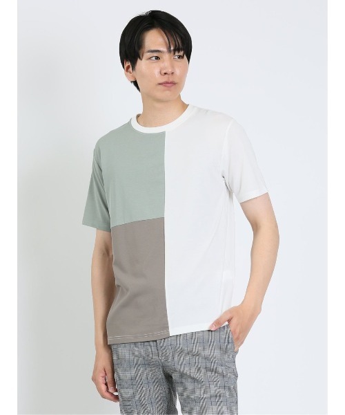 m.f.editorial(エムエフエディトリアル)の「m.f.エディトリアル メンズ 接触冷感 切替クルーネック半袖Tシャツ(Tシャツ/カットソー・メンズ・ホワイト/サックスブルー/ダークグリーン・LARGE/X-LARGE/MEDIUM)」の14枚目の写真