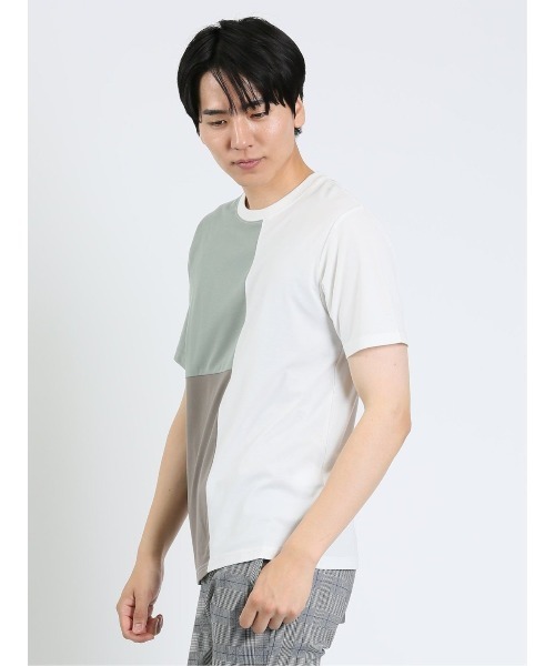 m.f.editorial(エムエフエディトリアル)の「m.f.エディトリアル メンズ 接触冷感 切替クルーネック半袖Tシャツ(Tシャツ/カットソー・メンズ・ホワイト/サックスブルー/ダークグリーン・LARGE/X-LARGE/MEDIUM)」の20枚目の写真