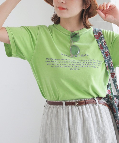 Crisp(クリスプ)の「ピグメントプリントTシャツ(Tシャツ/カットソー・レディース・アイボリー/チャコールグレー/ミント・FREE)」の3枚目の写真