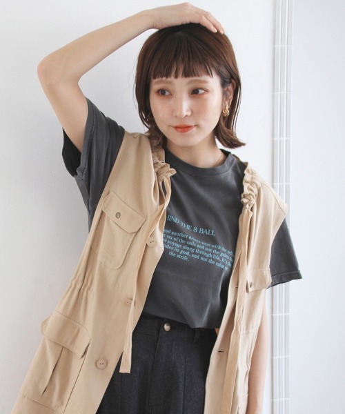 Crisp(クリスプ)の「ピグメントプリントTシャツ(Tシャツ/カットソー・レディース・アイボリー/チャコールグレー/ミント・FREE)」の6枚目の写真