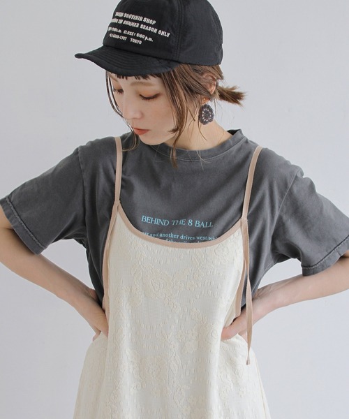 Crisp(クリスプ)の「ピグメントプリントTシャツ(Tシャツ/カットソー・レディース・アイボリー/チャコールグレー/ミント・FREE)」の10枚目の写真