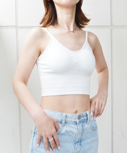 styiro（スタイロ）の「【7色/サイズ展開】カップ付きキャミ リブシームレスブラトップ 調節可（キャミソール・レディース・ホワイト/テラコッタ/キャメル/ブラウン/ブラック/グレー/グリーン・FREE/L）」の15枚目の写真