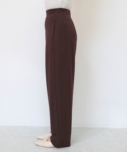 journal standard lessage ギャバカーブパンツ　ネイビー JOURNAL STANDARD L'ESSAGE｜ジャーナルスタンダード レサージュ
