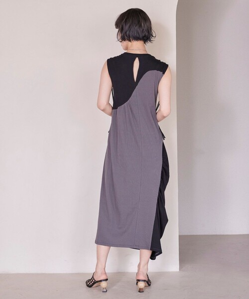 PUBLIC TOKYO(パブリックトウキョウ)の「【洗える・華奢見え】ランダムギャザーリブワンピース(ワンピース・レディース・その他2/カーキ/ブラック・1/2)」の7枚目の写真