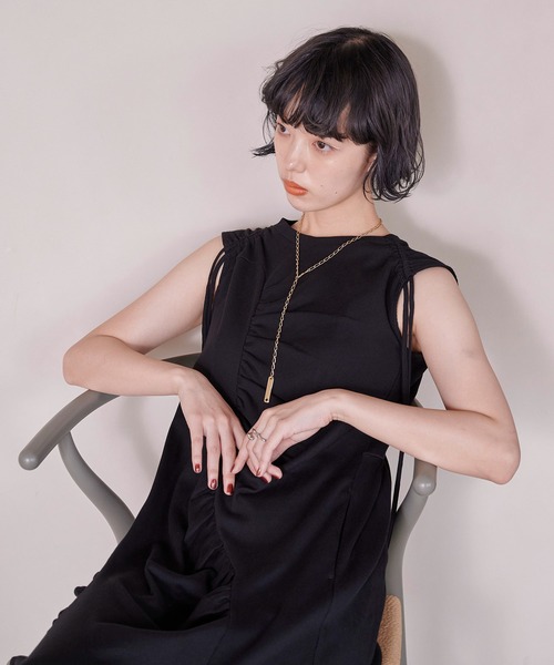 PUBLIC TOKYO(パブリックトウキョウ)の「【洗える・華奢見え】ランダムギャザーリブワンピース(ワンピース・レディース・その他2/カーキ/ブラック・1/2)」の11枚目の写真