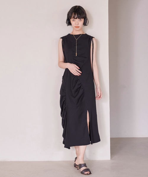 PUBLIC TOKYO(パブリックトウキョウ)の「【洗える・華奢見え】ランダムギャザーリブワンピース(ワンピース・レディース・その他2/カーキ/ブラック・1/2)」の12枚目の写真