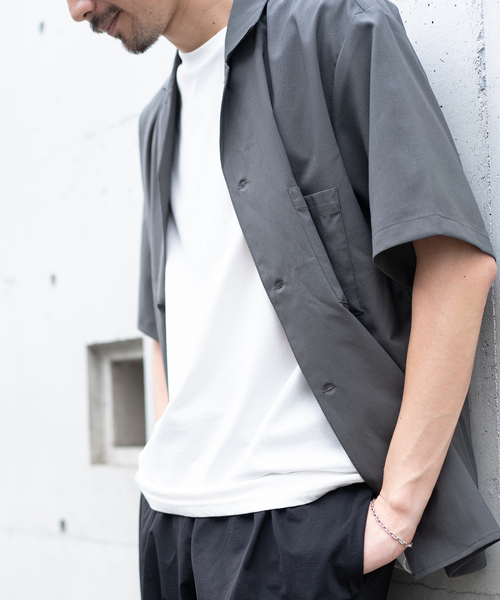 417 EDIFICE(フォーワンセブンエディフィス)の「《追加販売》【Reflax / リフラクス】オープンカラーシャツ(シャツ/ブラウス・メンズ・チャコールグレー/アイボリー/ブラウン/グリーン/ネイビー・SMALL/MEDIUM/LARGE/X-LARGE)」の11枚目の写真