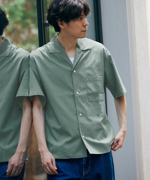 417 EDIFICE(フォーワンセブンエディフィス)の「《追加販売》【Reflax / リフラクス】オープンカラーシャツ(シャツ/ブラウス・メンズ・チャコールグレー/アイボリー/ブラウン/グリーン/ネイビー・SMALL/MEDIUM/LARGE/X-LARGE)」の12枚目の写真