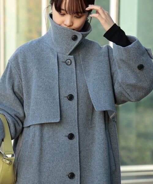 Ray BEAMS（レイビームス）の「Ray BEAMS / ガンパッチ ステンカラーコート（ステンカラーコート・レディース・ライトグレー/ブルー系その他3/ブラック・0/1）」の16枚目の写真