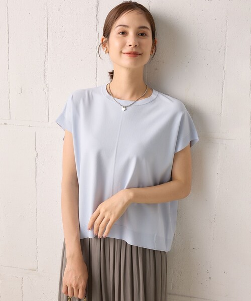 組曲（クミキョク）の「【WEB限定】Tシャツライク サマーニット（ニット/セーター・レディース・サックスブルー系/ピンク系/アイボリー系/ネイビー系・3/2）」の4枚目の写真