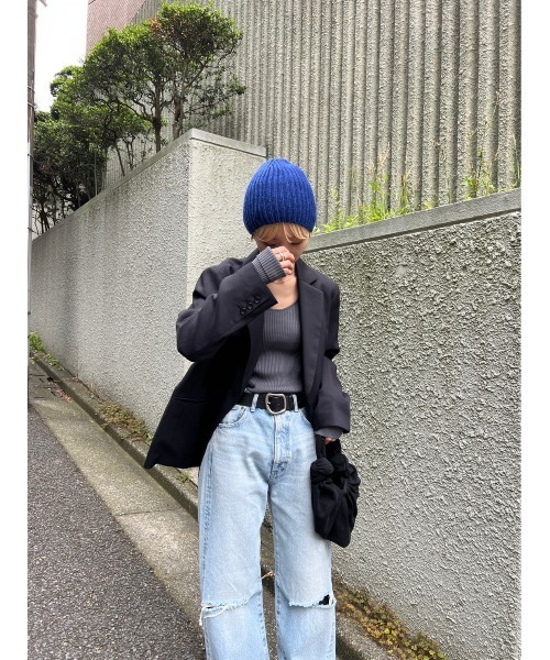 BLACK BY MOUSSY(ブラックバイマウジー)の「knit hat(ニットハット)(ニットキャップ/ビーニー・レディース・ブラック/ブルー/グレー・FREE)」の21枚目の写真