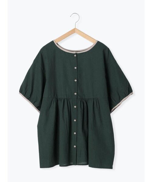 Samansa Mos2（サマンサ モスモス）の「前後着配色パイピングブラウス（シャツ/ブラウス・レディース・グリーン/モカ/キナリ・F）」の17枚目の写真