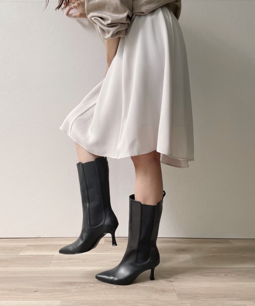 MAMIAN(マミアン)の「ポインテッドトゥ サイドゴア ミドルブーツ (7.0cmヒール)(ブーツ・レディース・ブラック/ブラウン/アイボリー・S/M/L)」の7枚目の写真