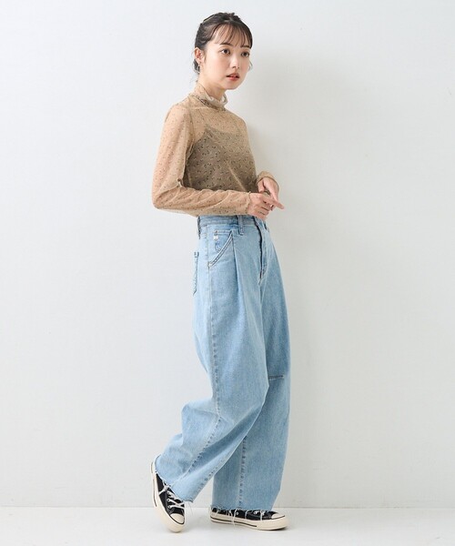 フラワープリント トップス＆スカート セット セール】シアー フラワープリント トップス（Tシャツ/カットソー