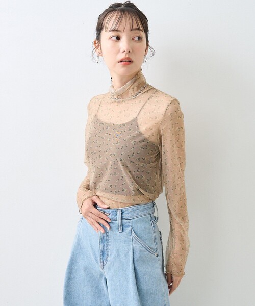 セール】シアー フラワープリント トップス（Tシャツ/カットソー