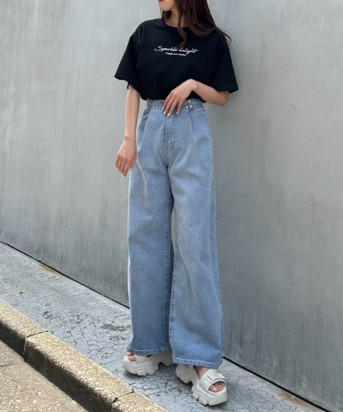 INGNI（イング）の「シンプル刺しゅうロゴTシャツ／A（Tシャツ/カットソー・レディース・ホワイト×ブラック/ブラック×ホワイト・M）」の3枚目の写真