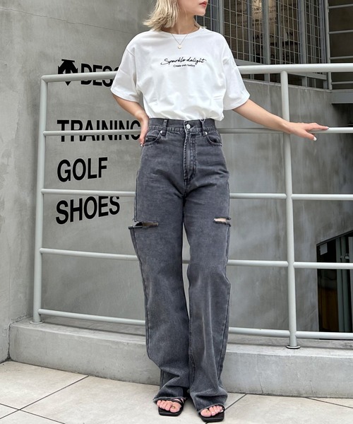 INGNI（イング）の「シンプル刺しゅうロゴTシャツ／A（Tシャツ/カットソー・レディース・ホワイト×ブラック/ブラック×ホワイト・M）」の7枚目の写真