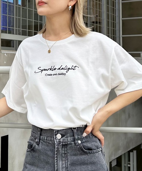 INGNI（イング）の「シンプル刺しゅうロゴTシャツ／A（Tシャツ/カットソー・レディース・ホワイト×ブラック/ブラック×ホワイト・M）」の9枚目の写真
