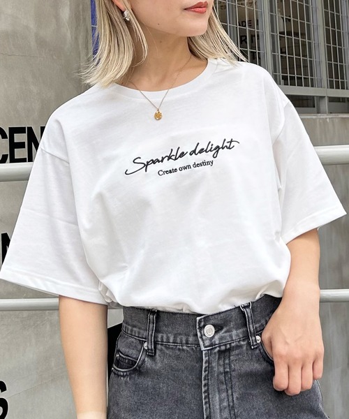 INGNI（イング）の「シンプル刺しゅうロゴTシャツ／A（Tシャツ/カットソー・レディース・ホワイト×ブラック/ブラック×ホワイト・M）」の10枚目の写真