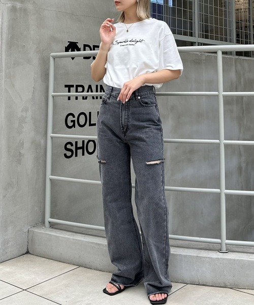 INGNI（イング）の「シンプル刺しゅうロゴTシャツ／A（Tシャツ/カットソー・レディース・ホワイト×ブラック/ブラック×ホワイト・M）」の11枚目の写真