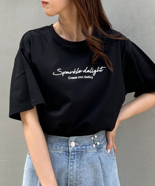 INGNI（イング）の「シンプル刺しゅうロゴTシャツ／A（Tシャツ/カットソー・レディース・ホワイト×ブラック/ブラック×ホワイト・M）」の12枚目の写真