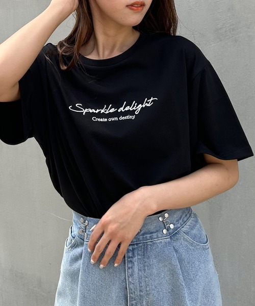 INGNI（イング）の「シンプル刺しゅうロゴTシャツ／A（Tシャツ/カットソー・レディース・ホワイト×ブラック/ブラック×ホワイト・M）」の13枚目の写真