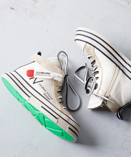 Noubel Voug Relax（ヌーベルヴォーグリラックス）の「厚底 ジップアップ ラベル スニーカー（スニーカー・レディース・ブラック/ホワイト・23.5cm/25cm/22.5cm/24cm/24.5cm/23cm）」の13枚目の写真