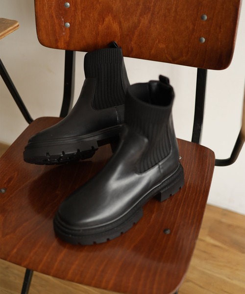 SESTO(セスト)の「厚底ニットショートブーツ(ブーツ・レディース・ブラック・M/3L/LL/L/S)」の11枚目の写真