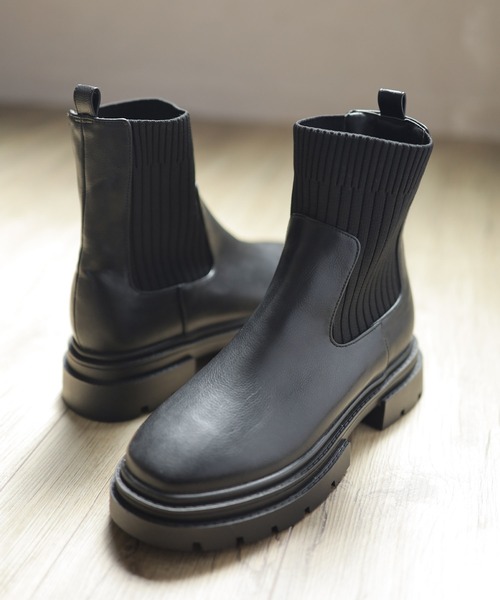 SESTO(セスト)の「厚底ニットショートブーツ(ブーツ・レディース・ブラック・M/3L/LL/L/S)」の12枚目の写真