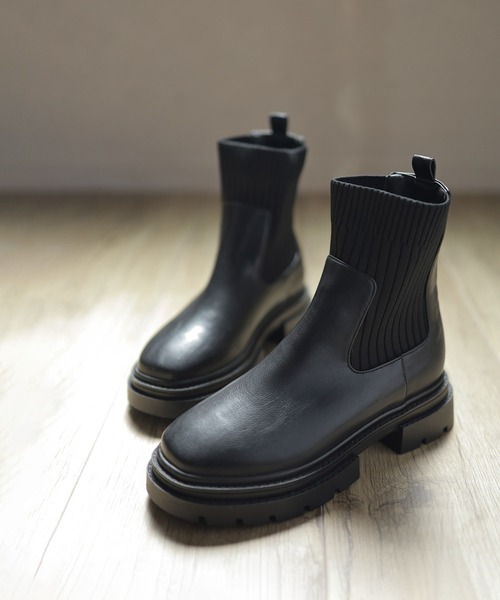 SESTO(セスト)の「厚底ニットショートブーツ(ブーツ・レディース・ブラック・M/3L/LL/L/S)」の13枚目の写真