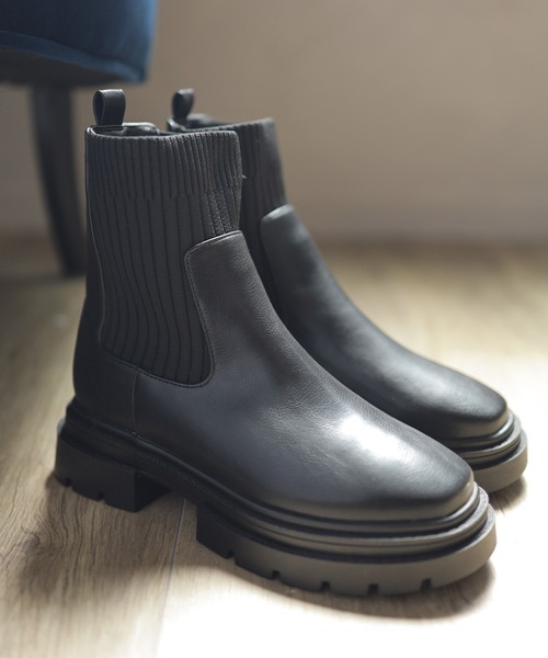 SESTO(セスト)の「厚底ニットショートブーツ(ブーツ・レディース・ブラック・M/3L/LL/L/S)」の14枚目の写真