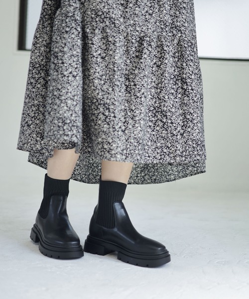 SESTO(セスト)の「厚底ニットショートブーツ(ブーツ・レディース・ブラック・M/3L/LL/L/S)」の15枚目の写真