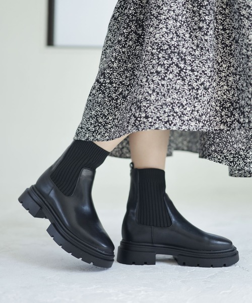 SESTO(セスト)の「厚底ニットショートブーツ(ブーツ・レディース・ブラック・M/3L/LL/L/S)」の16枚目の写真