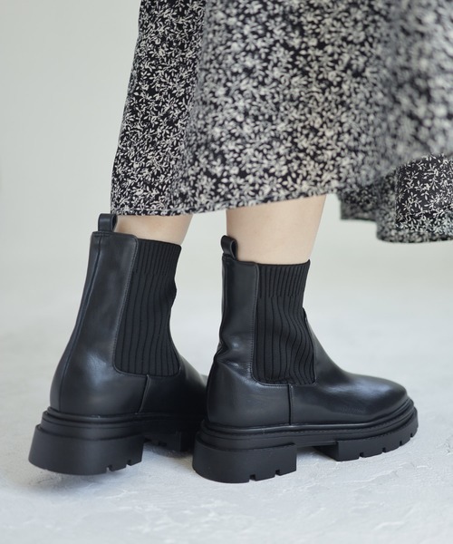 SESTO(セスト)の「厚底ニットショートブーツ(ブーツ・レディース・ブラック・M/3L/LL/L/S)」の17枚目の写真