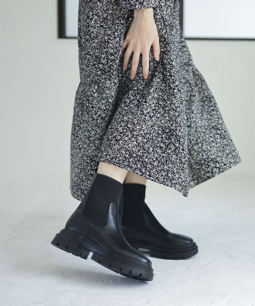 SESTO(セスト)の「厚底ニットショートブーツ(ブーツ・レディース・ブラック・M/3L/LL/L/S)」の18枚目の写真
