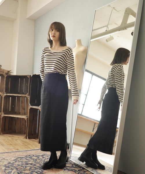 SESTO(セスト)の「厚底ニットショートブーツ(ブーツ・レディース・ブラック・M/3L/LL/L/S)」の4枚目の写真