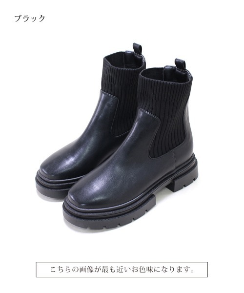 SESTO(セスト)の「厚底ニットショートブーツ(ブーツ・レディース・ブラック・M/3L/LL/L/S)」の5枚目の写真