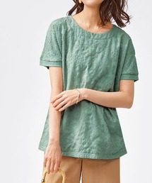 花柄刺しゅう重ねプルオーバー