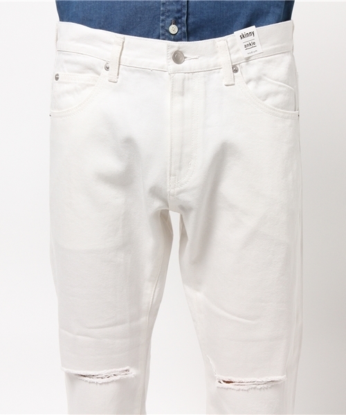 WEGO（ウィゴー）の「WEGO/ アンクルスリムデニムパンツ（デニムパンツ・メンズ・ホワイト/ライトインディゴブルー・MEDIUM/LARGE）」の6枚目の写真