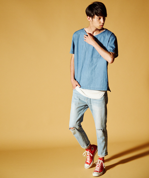 WEGO（ウィゴー）の「WEGO/ アンクルスリムデニムパンツ（デニムパンツ・メンズ・ホワイト/ライトインディゴブルー・MEDIUM/LARGE）」の21枚目の写真