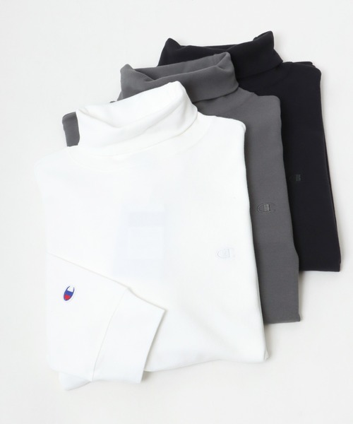 Champion(チャンピオン)の「Champion(チャンピオン)コットンスムースタートルネック無地ロンT/ロングスリーブTシャツ/長袖(Tシャツ/カットソー・メンズ・ブラック/オフホワイト/チャコールグレー・M/L/XL)」の1枚目の写真