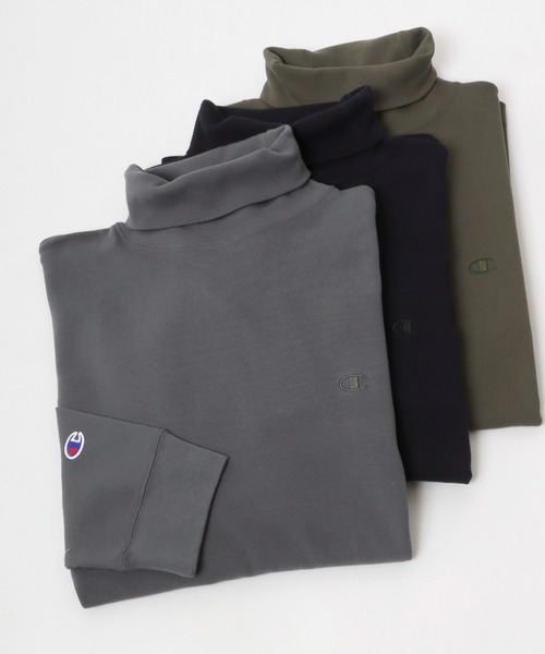 Champion(チャンピオン)の「Champion(チャンピオン)コットンスムースタートルネック無地ロンT/ロングスリーブTシャツ/長袖(Tシャツ/カットソー・メンズ・ブラック/オフホワイト/チャコールグレー・M/L/XL)」の3枚目の写真