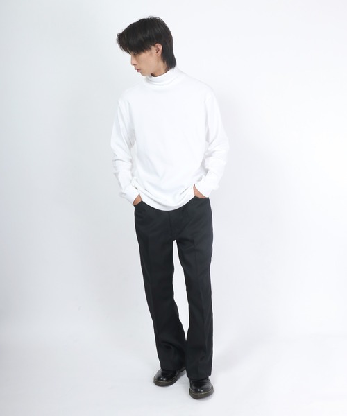Champion(チャンピオン)の「Champion(チャンピオン)コットンスムースタートルネック無地ロンT/ロングスリーブTシャツ/長袖(Tシャツ/カットソー・メンズ・ブラック/オフホワイト/チャコールグレー・M/L/XL)」の12枚目の写真
